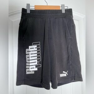 Puma Black Athletic Shorts with White Logo Panels